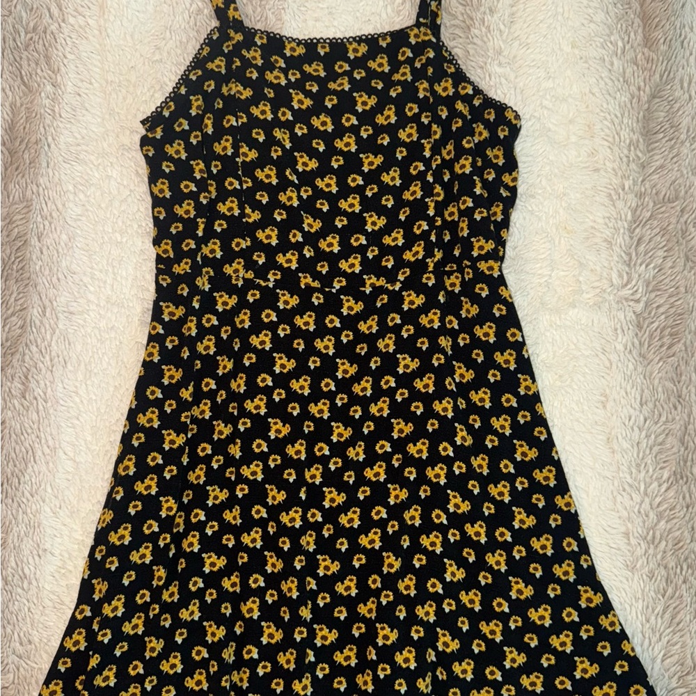 Girls Floral Black and Yellow Dress